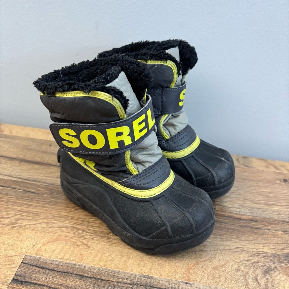 Sorel Kids Black and Yellow Snow Boots